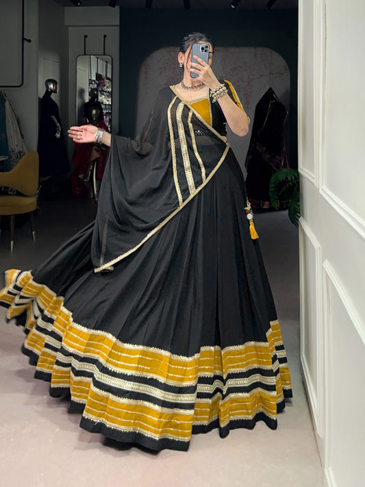 Black color rayon lehenga choli for women