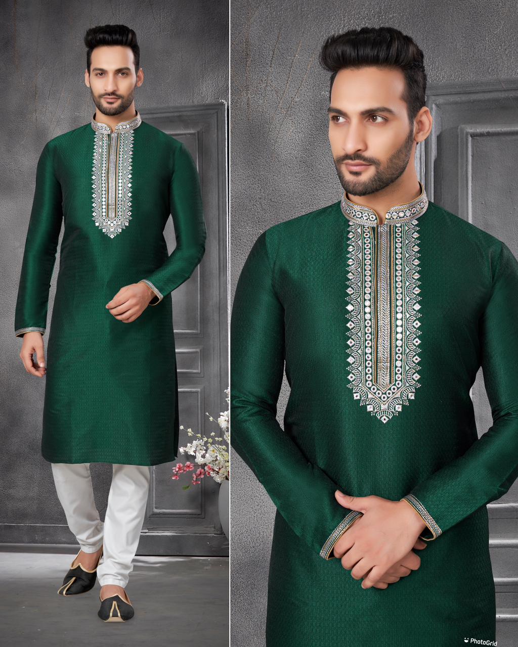 Green Kurta Pajama style for man images
