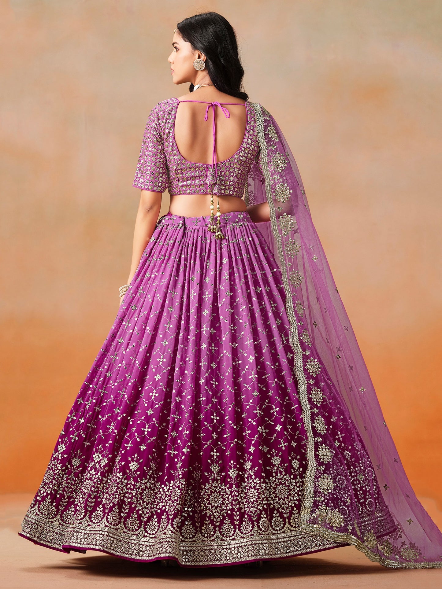 Party wear pink color georgette lehenga choli price