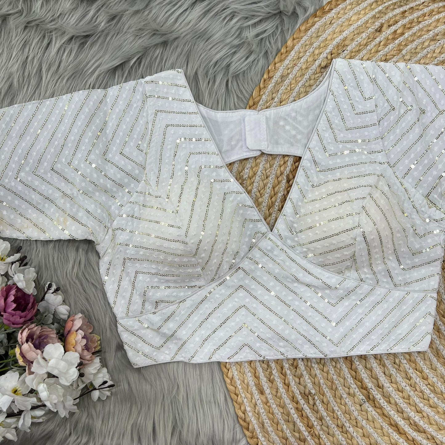 Heavy fox georgette White blouse designs