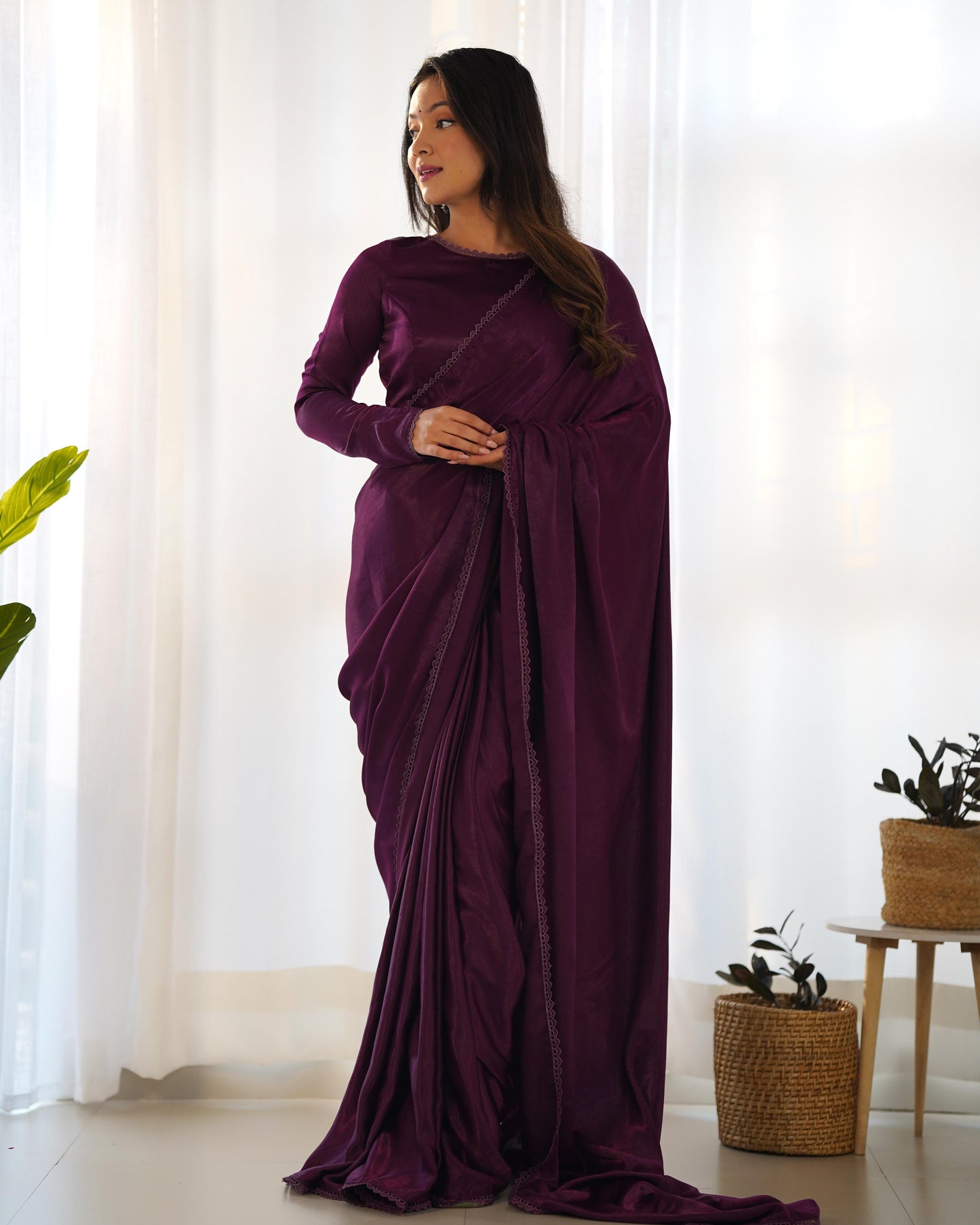 Wine color velvet saree for women with price