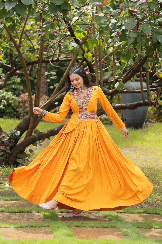Long sleeve mustard gown price