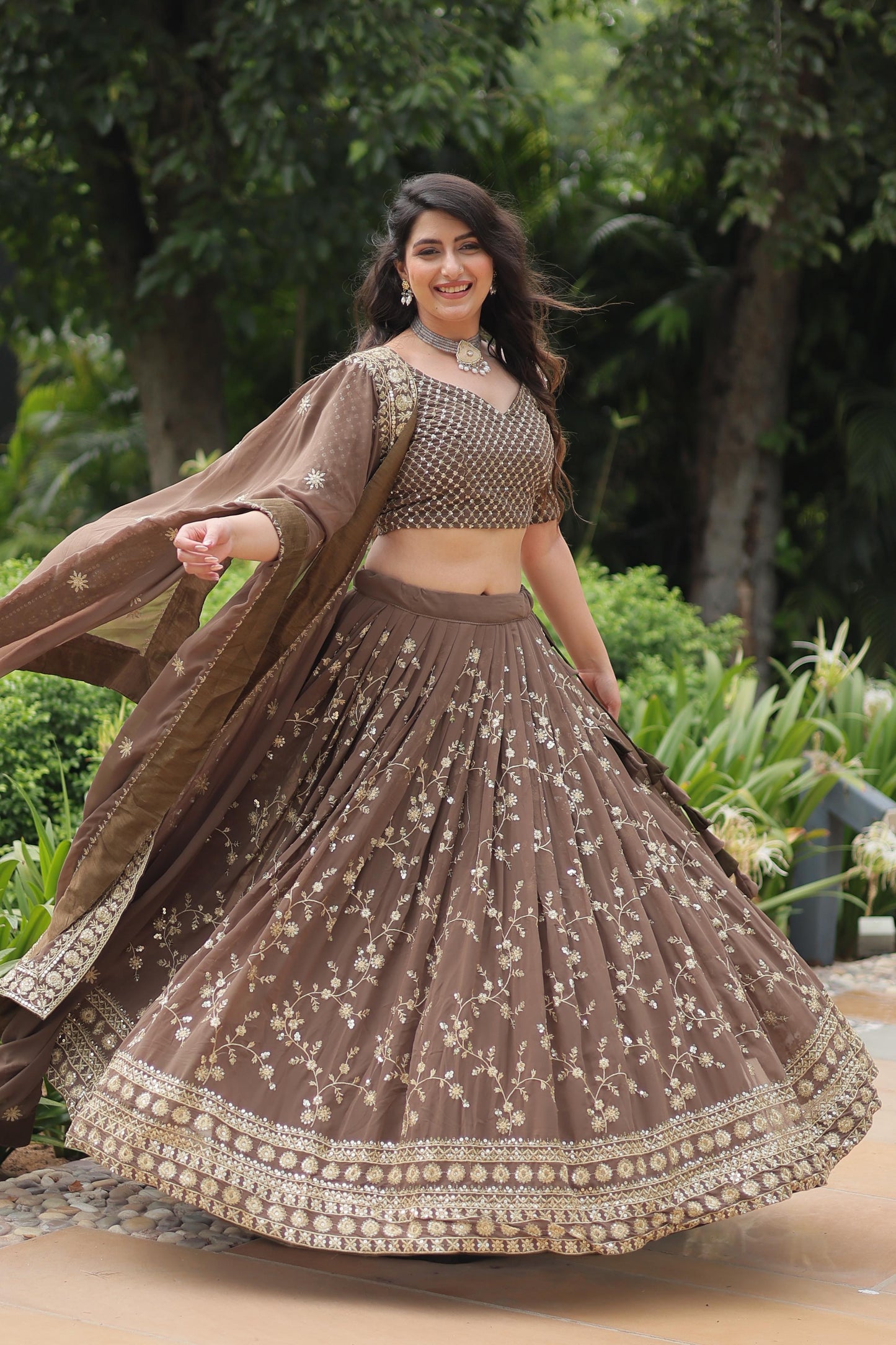 Brown color lehenga choli for wedding