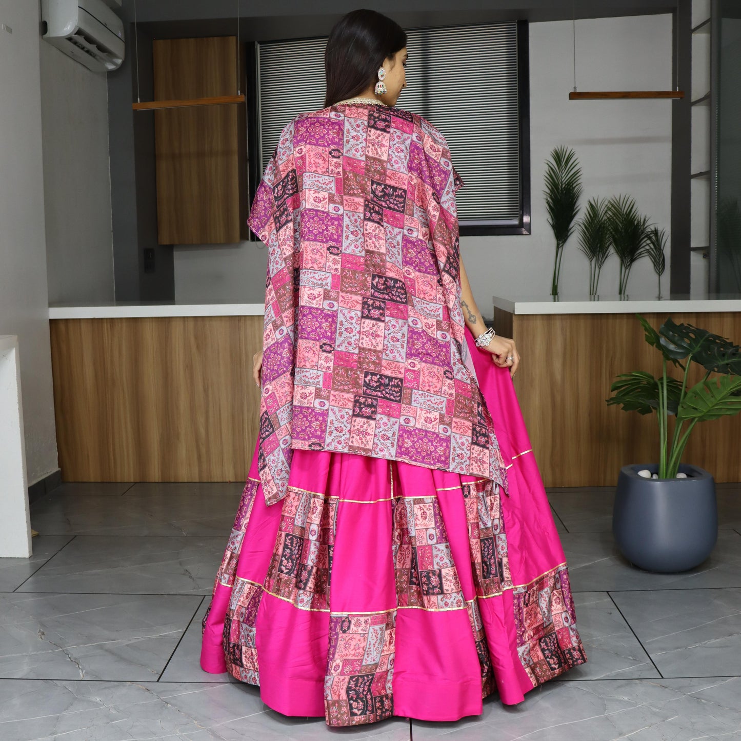 Rani pink color rayon cotton lehenga choli for women price