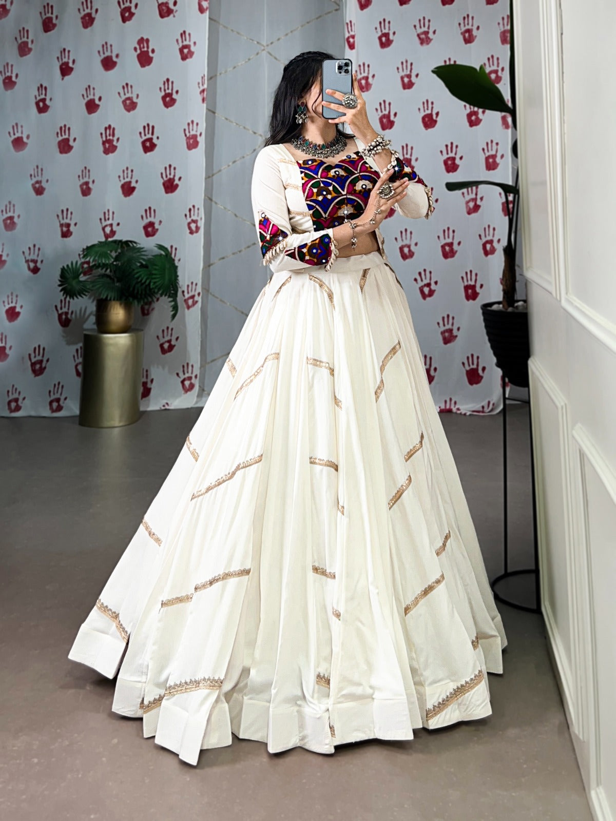 White navratri lehenga choli for women online