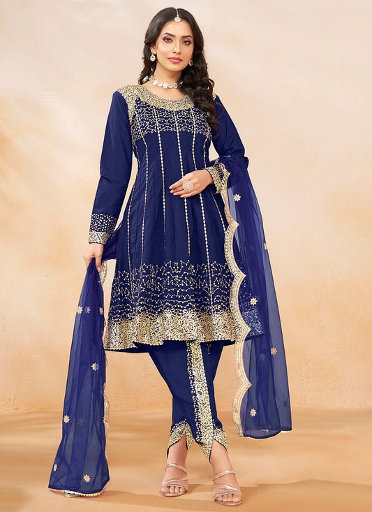 Women blue color silk salwar suit