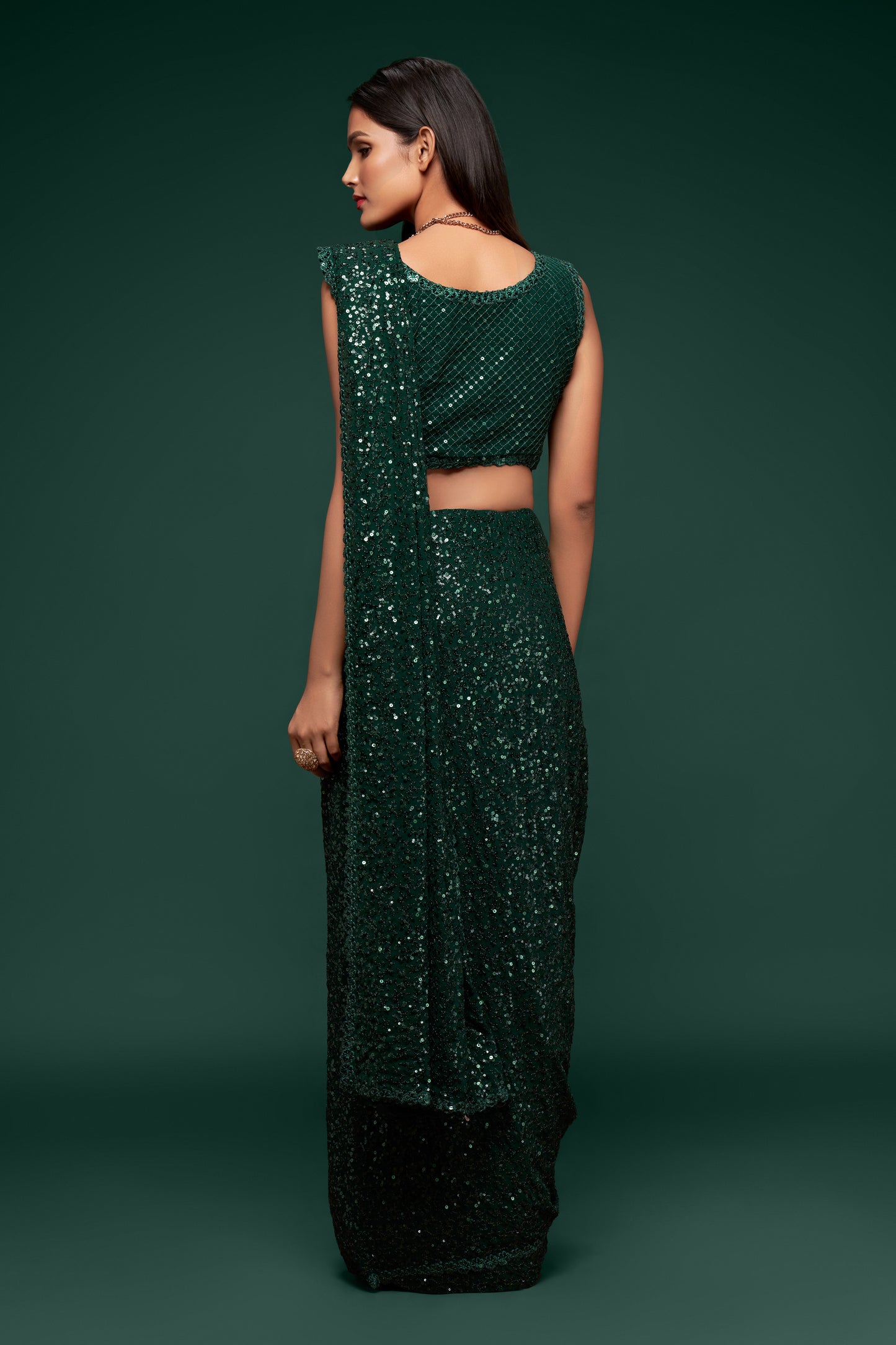 Dark Green Saree