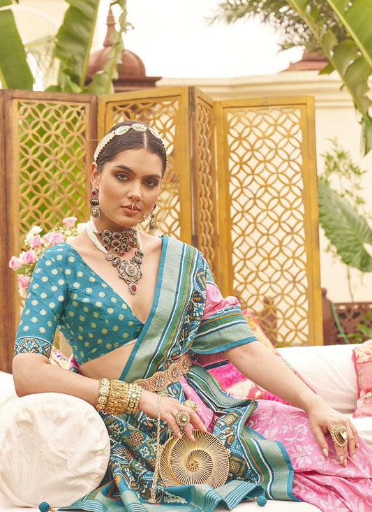 Pink color Patola Silk Saree price