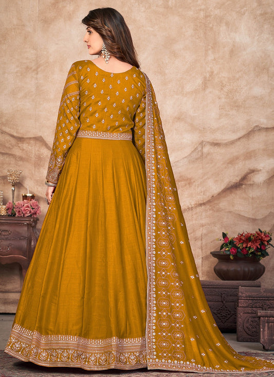 Yellow gown Party Wear