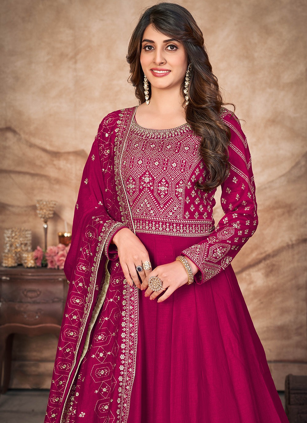 Pink colour Gown for Wedding