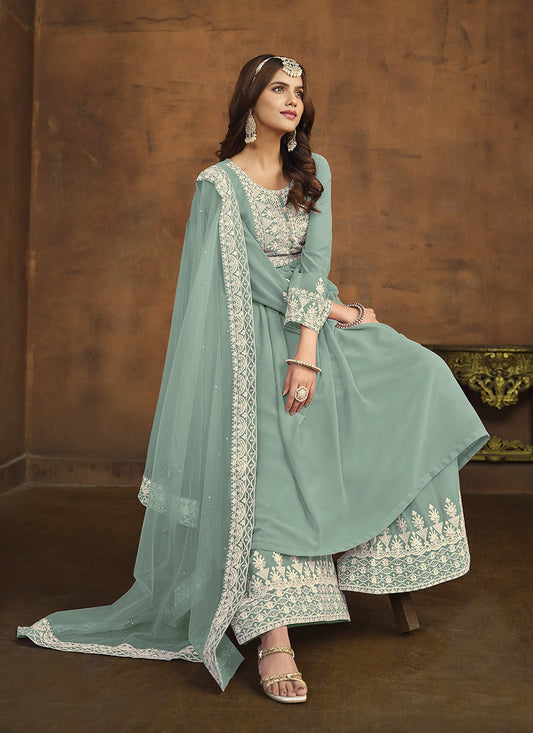 Women light green color Georgette sharara suit