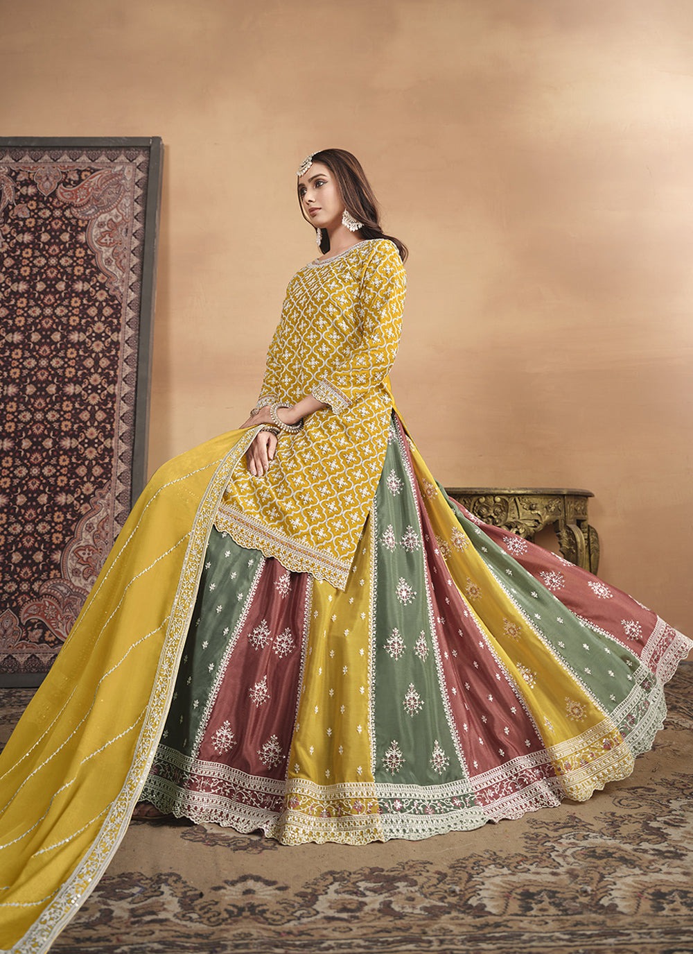 Yellow lehenga choli for women with price