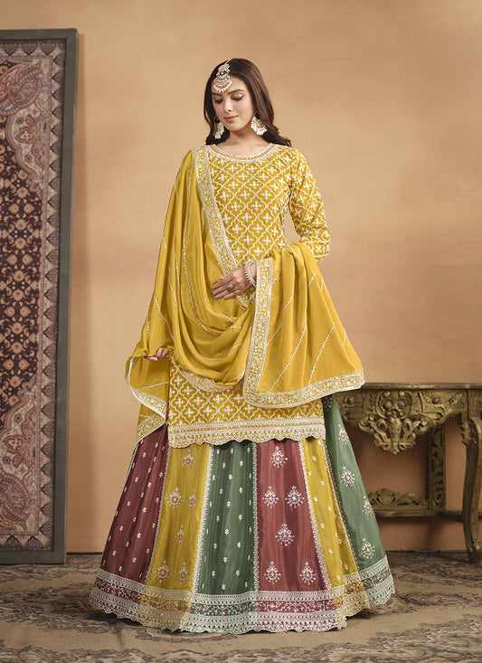 Yellow lehenga choli for women party wear