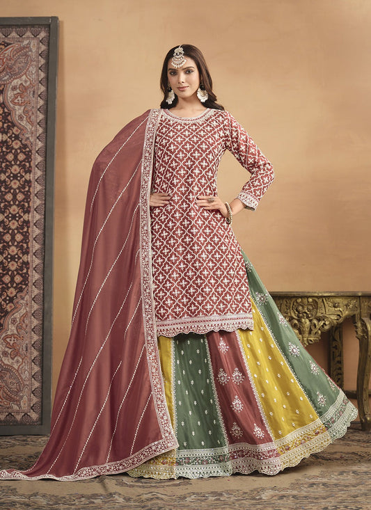 Dark brown lehenga choli for women