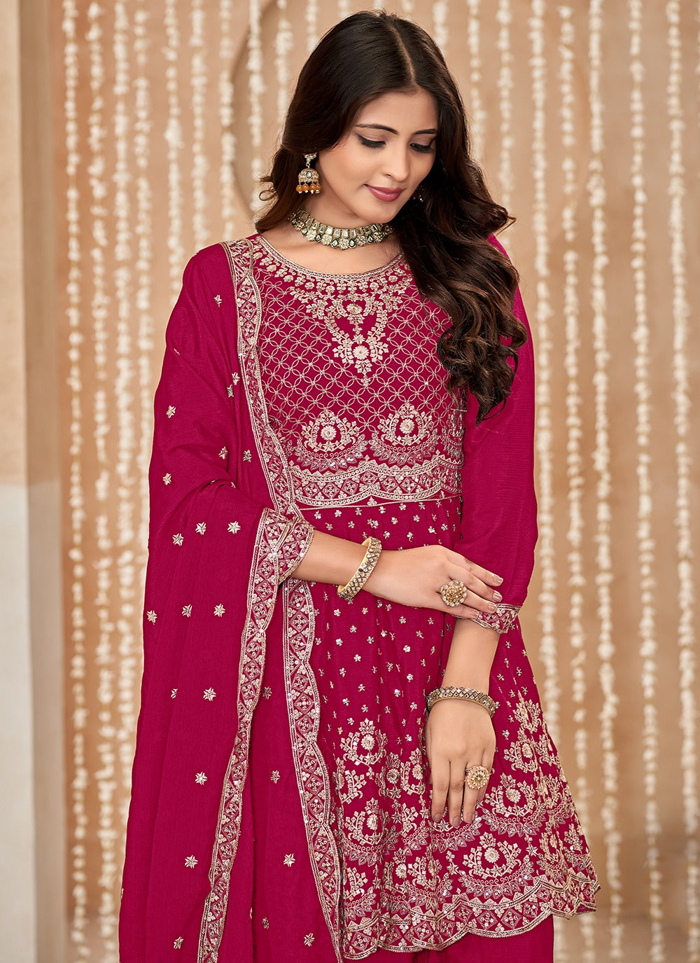 Traditional pink sharara suit for women