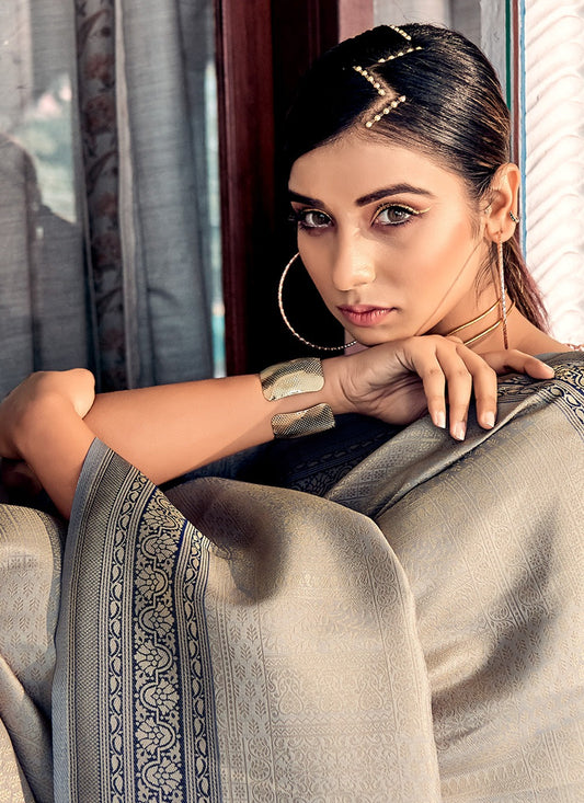 Grey colour Saree for Wedding