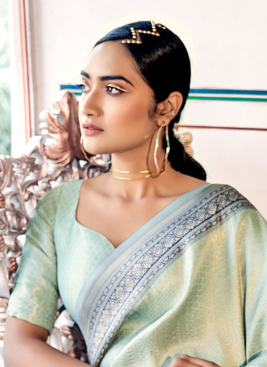 Green silk saree for women price