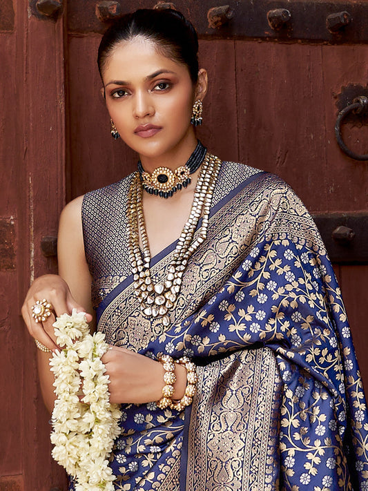 Royal Blue Banarasi Saree