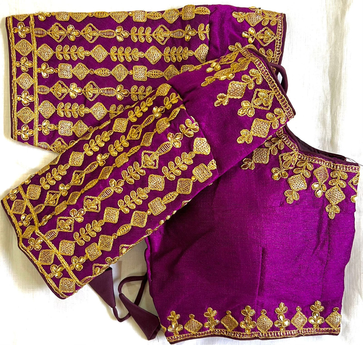 Wine color phantom silk sequins work blouse images