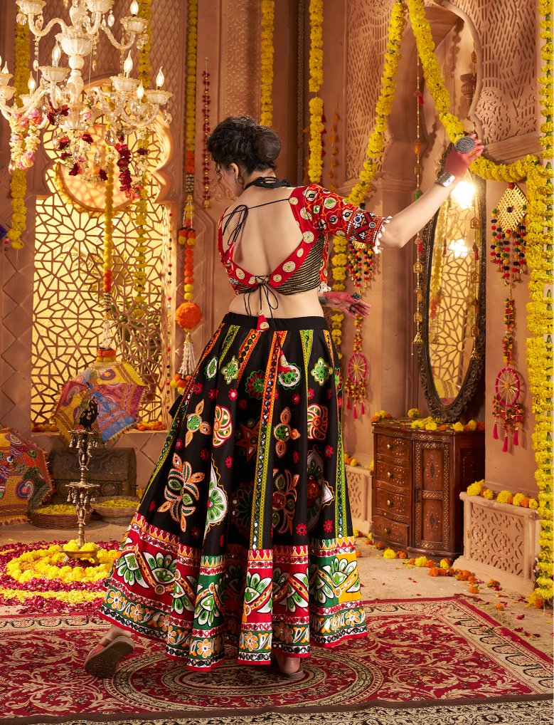Maroon color embroidery work lehenga