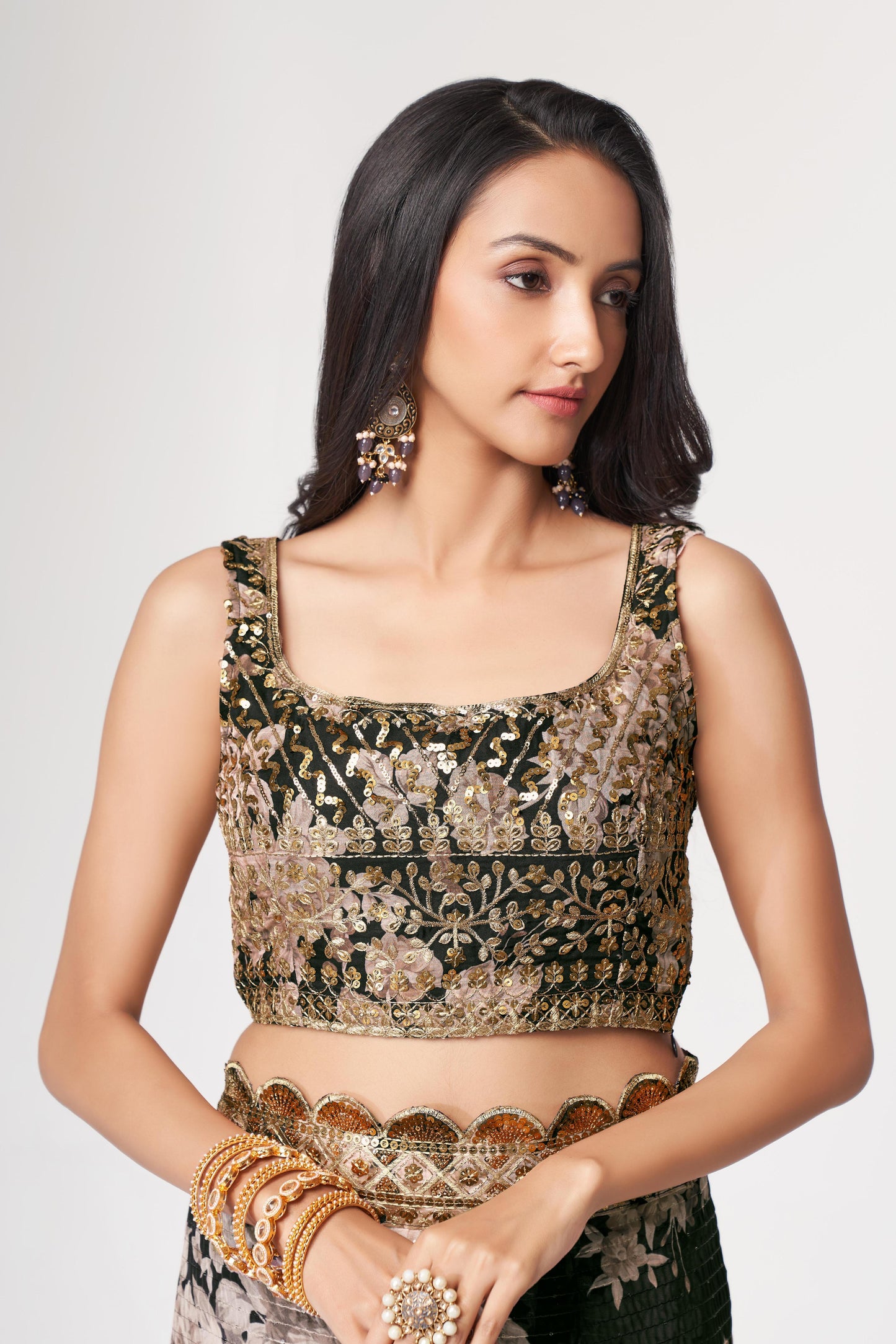 Black organza saree with Blouse price
