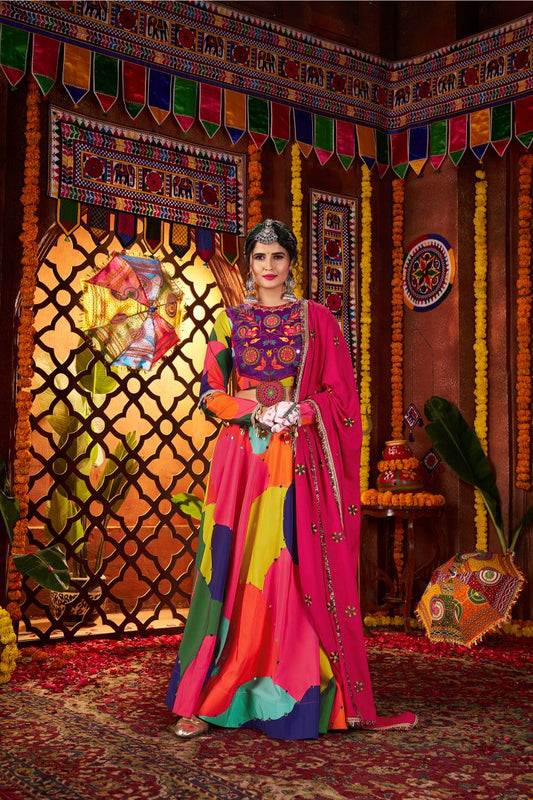 Multi color maslin lehenga choli for women