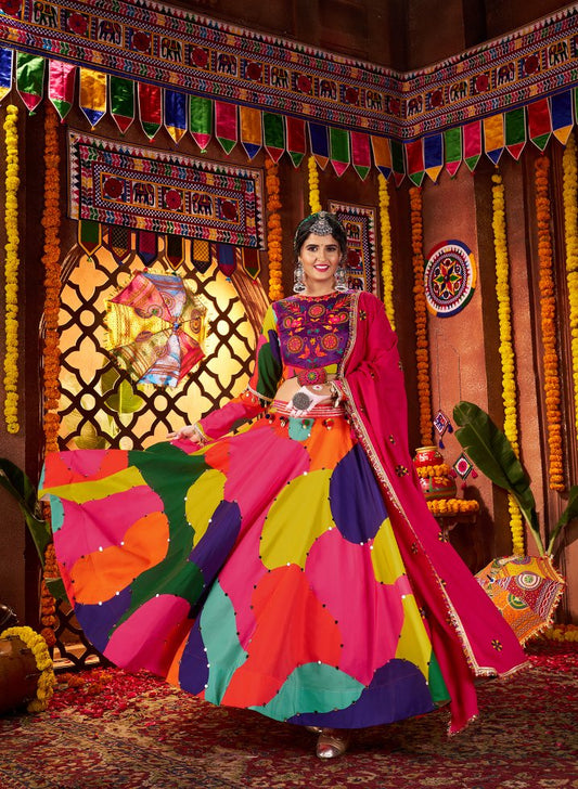 Multi color printed lehenga with dupatta