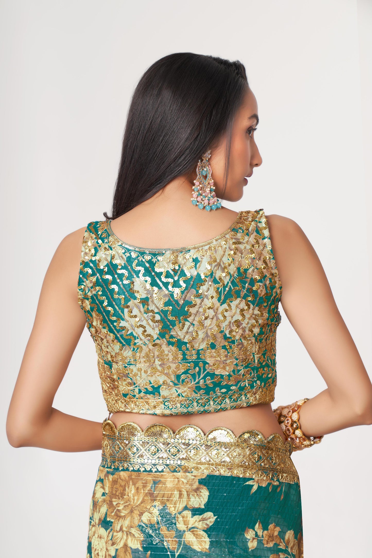 Organza Saree for wedding with embroidery