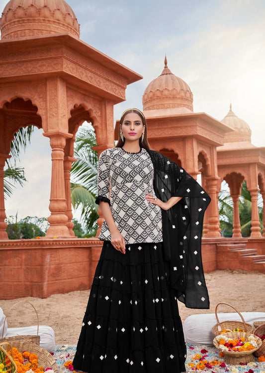 Black color georgette lehenga choli for women