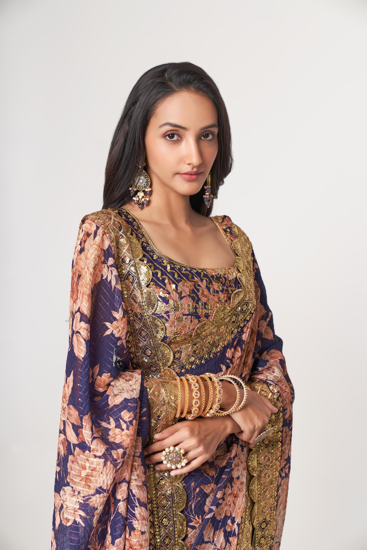 Purple organza saree price