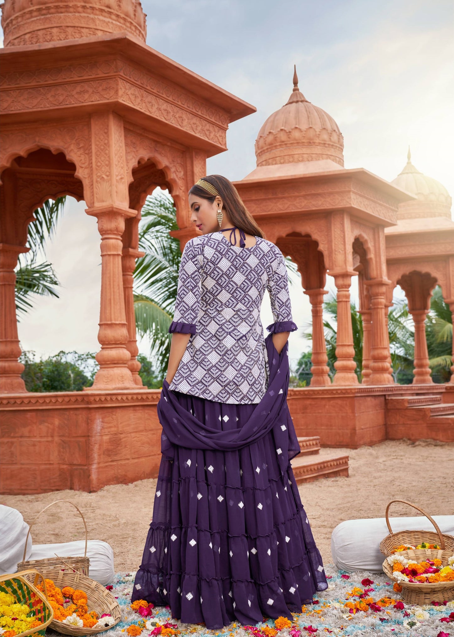 Purple color georgette lehenga choli with dupatta online