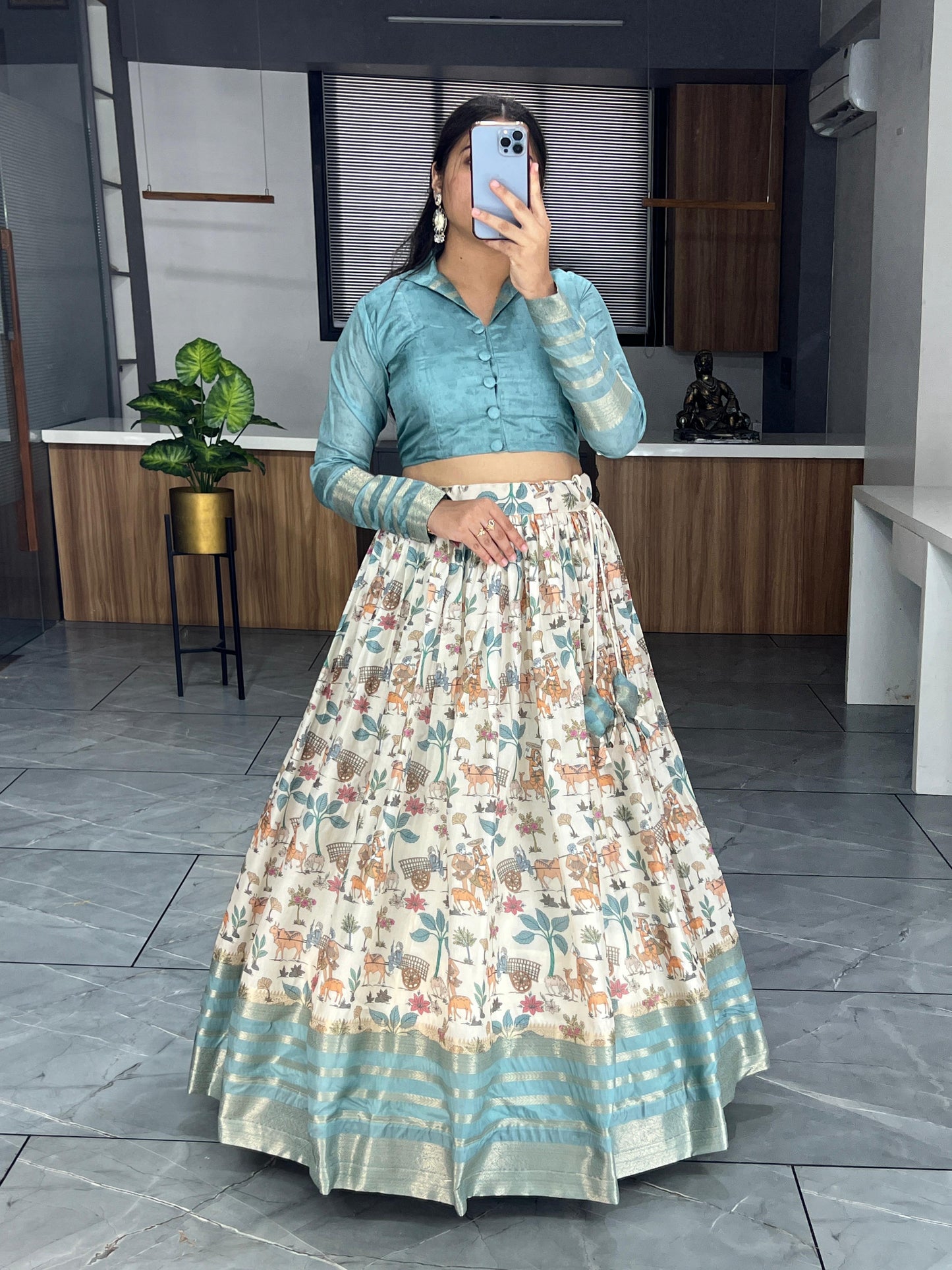 Firozi lehenga choli for wedding