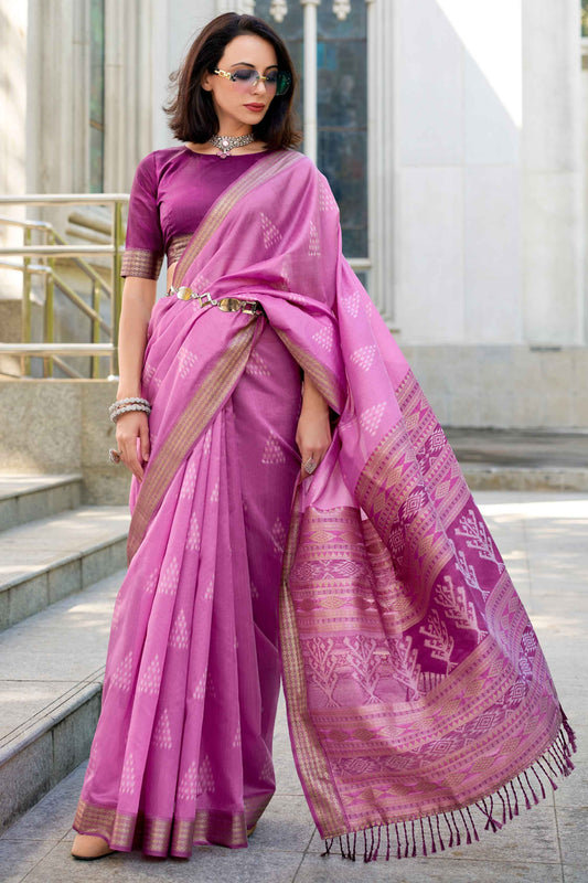 Pure Purple color rayon silk saree for women