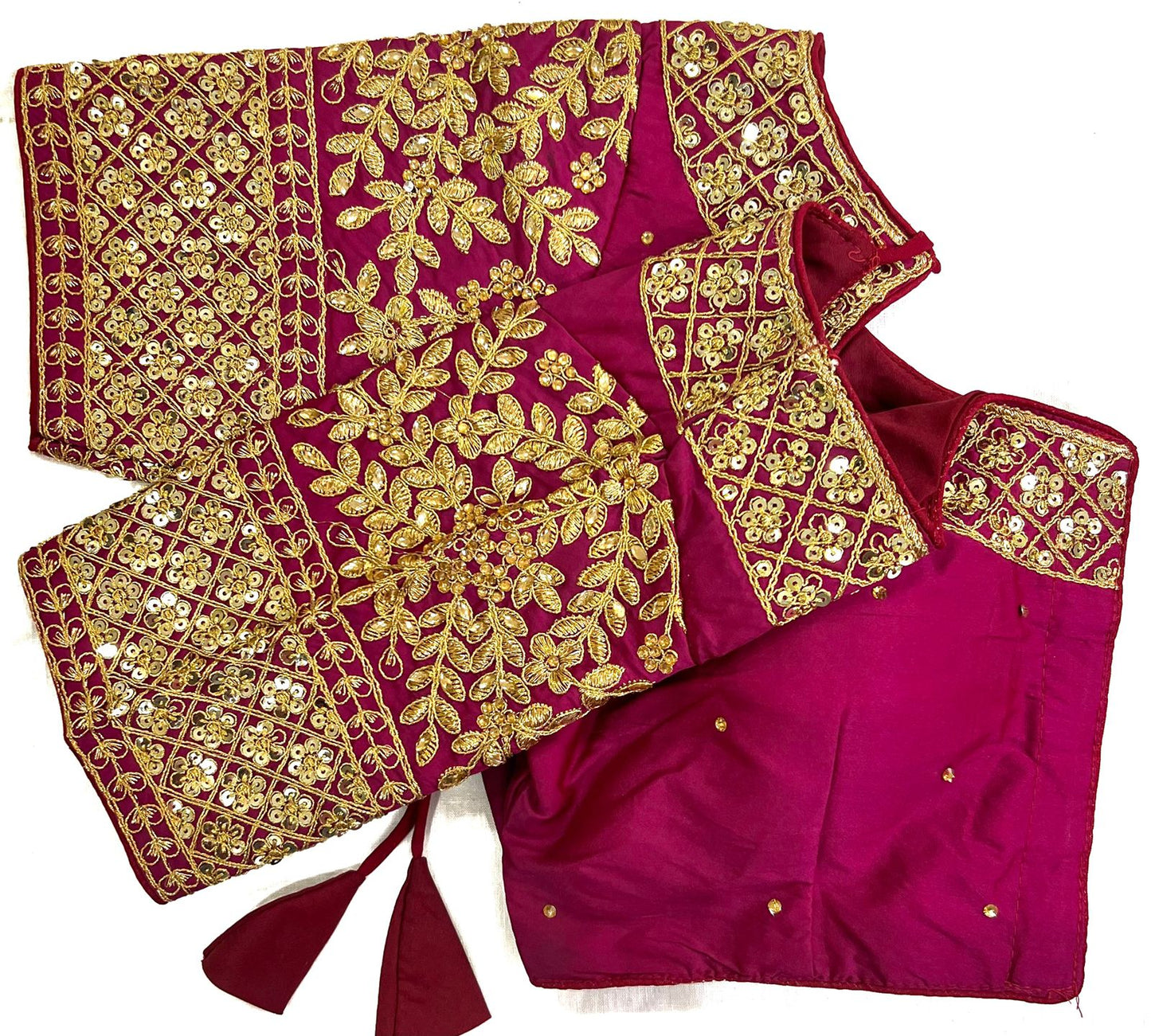Magenta soft silk sequins and hand work blouse
