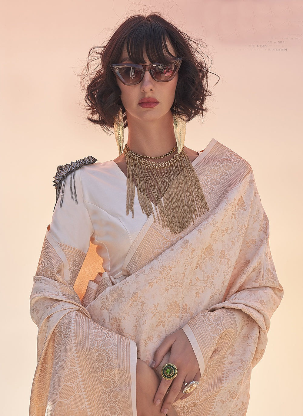 Beige handloom saree for women with price