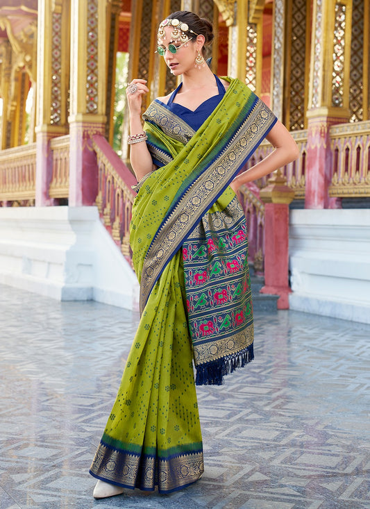 party wear green silk saree canada