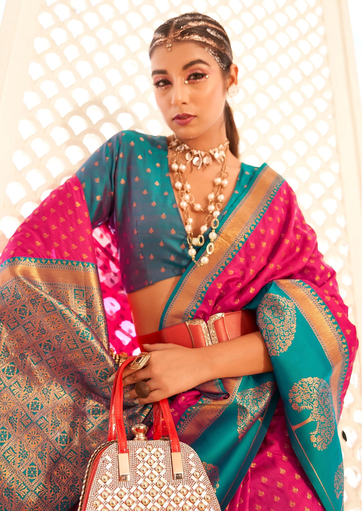 Pink Banarasi Saree for Wedding