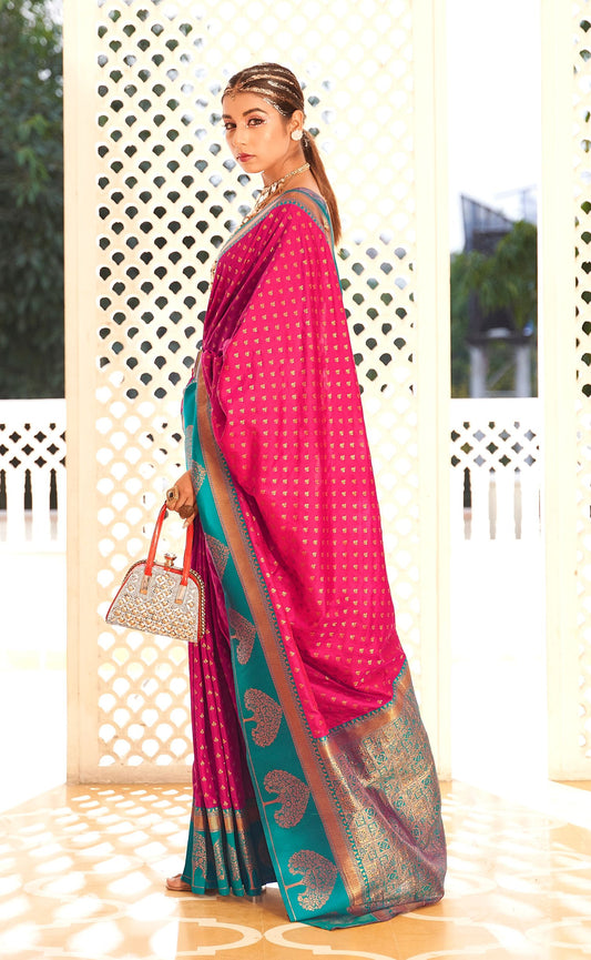 Pink Banarasi Saree for party wear