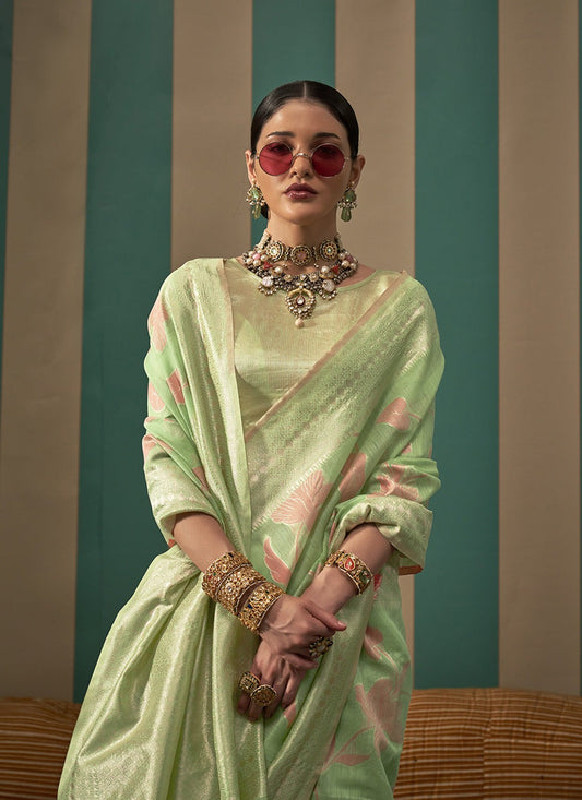 Pista linen saree for women price