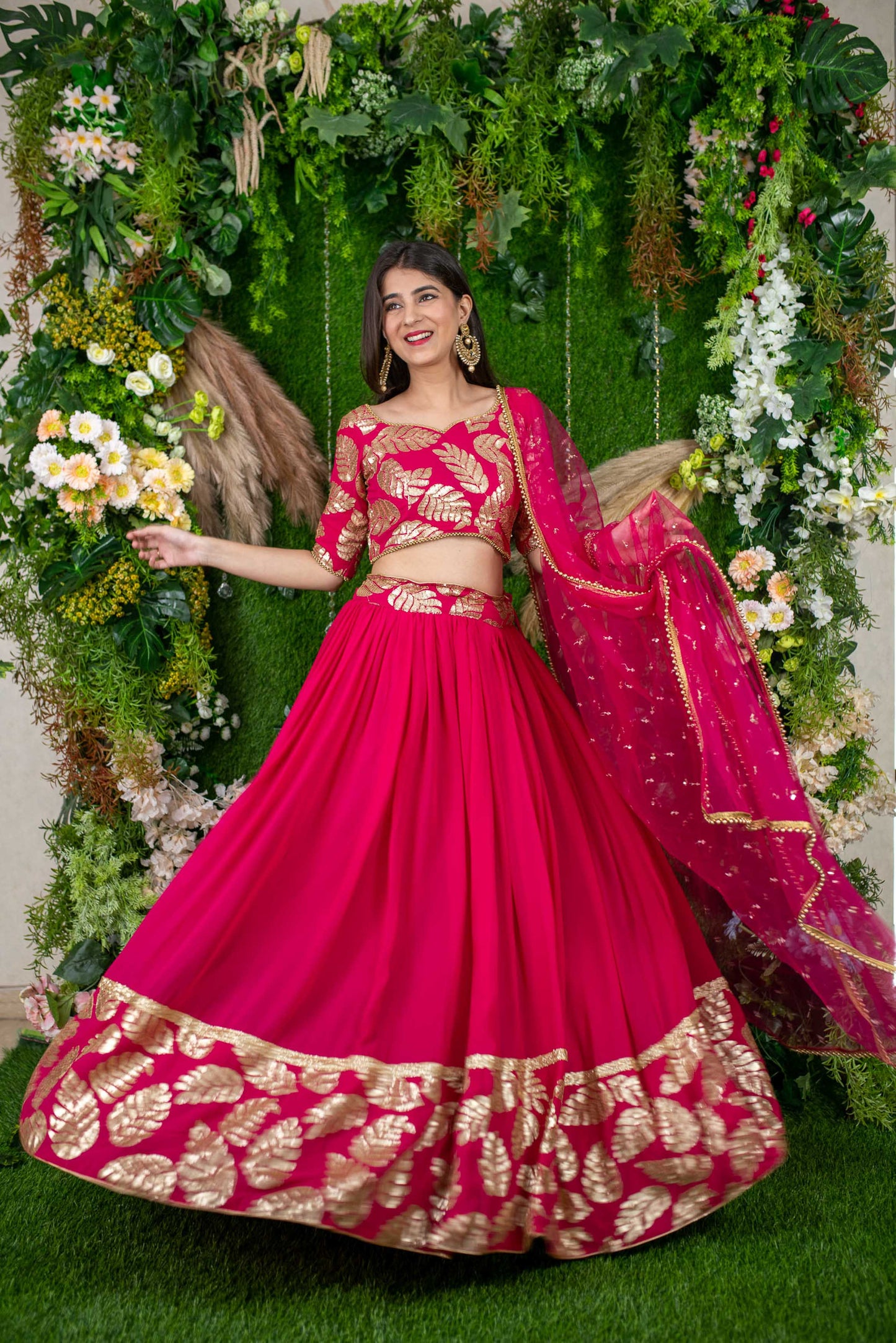 Pink color georgette lehenga choli for women