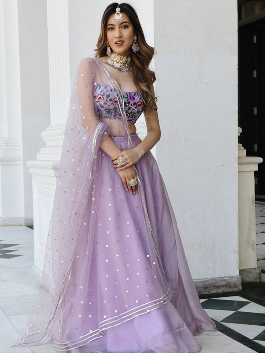 Lavender lehenga for engagement with price