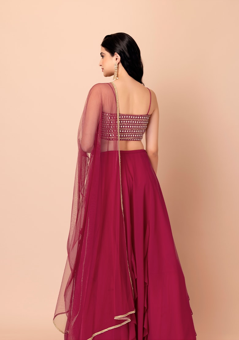 Pink color georgette lehenga choli with dupatta