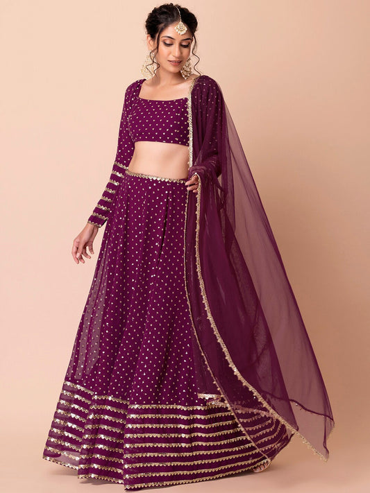 Wine color georgette lehenga choli for party