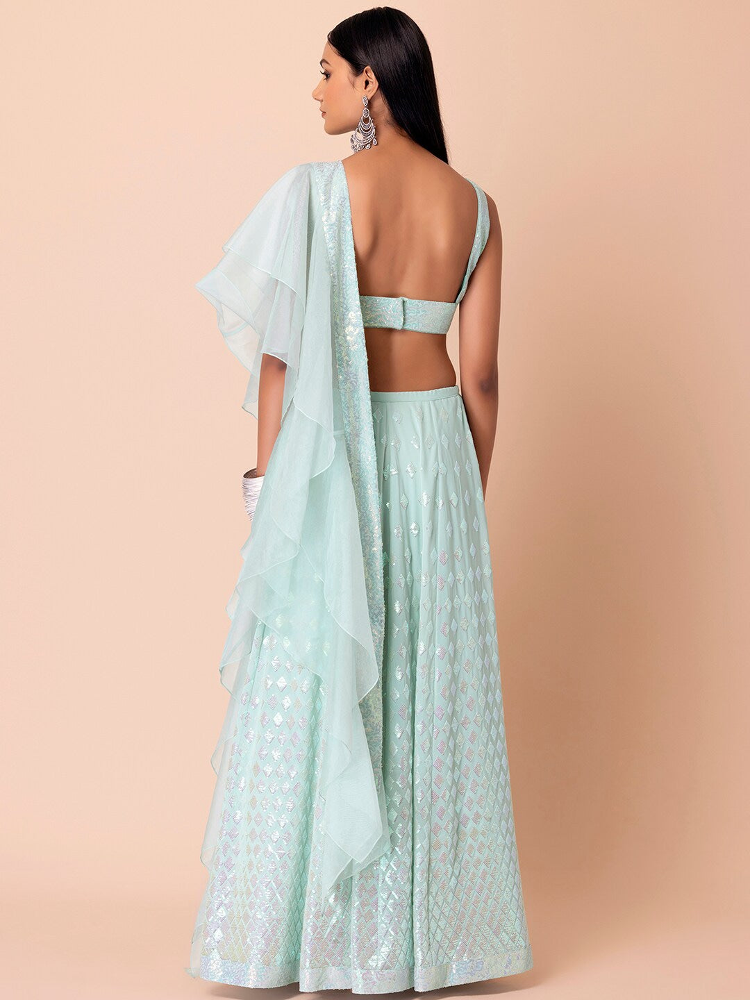 Sky color georgette lehenga choli with dupatta for party