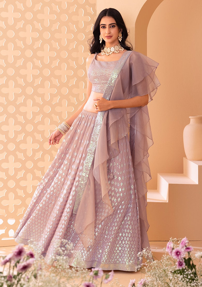 Pink color georgette lehenga choli with dupatta online