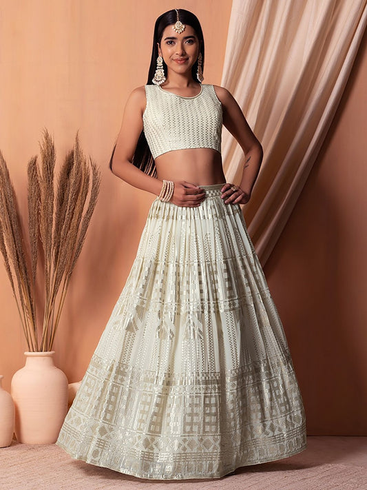 White georgette lehenga choli for women with price