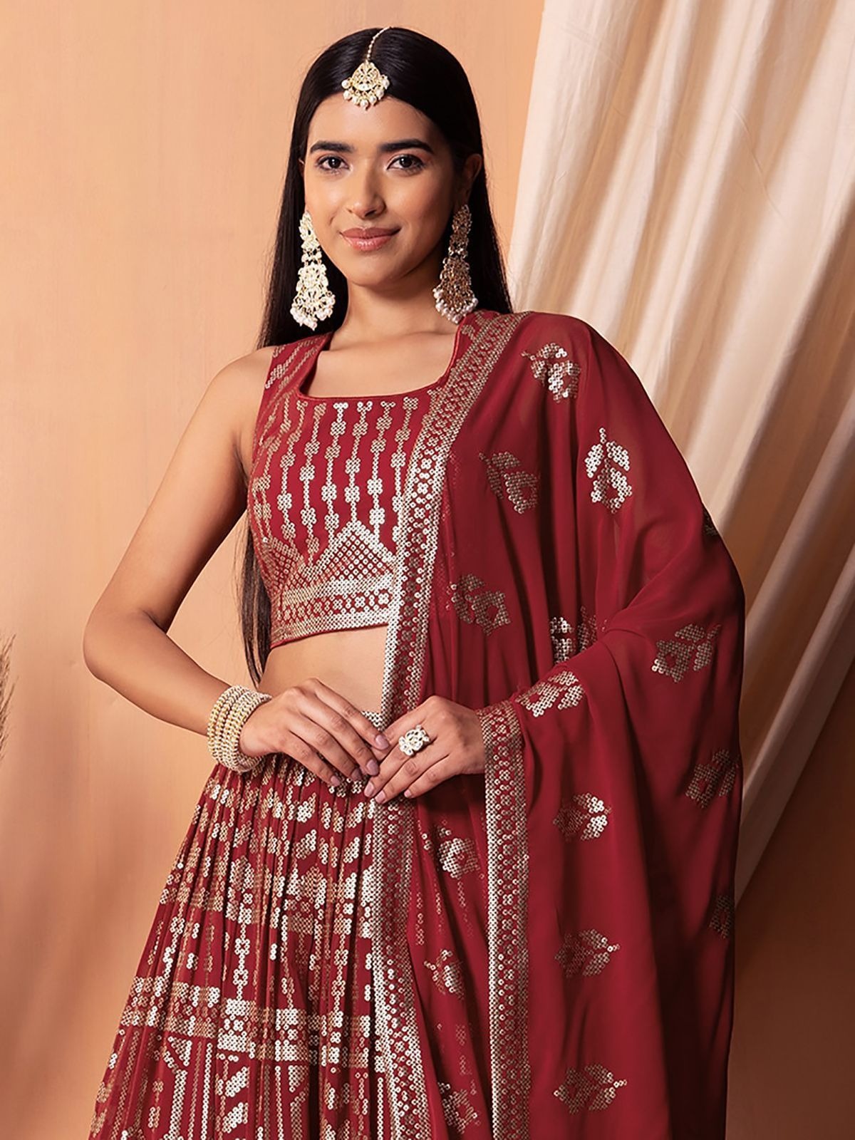 Maroon lehenga for Women