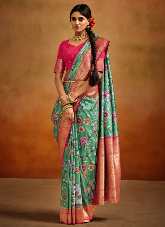 Green silk saree for women price
