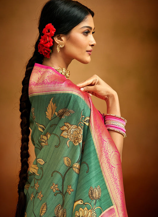 Green silk saree for women price