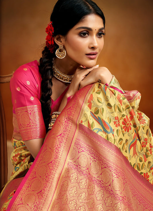 Yellow Silk Saree for wedding